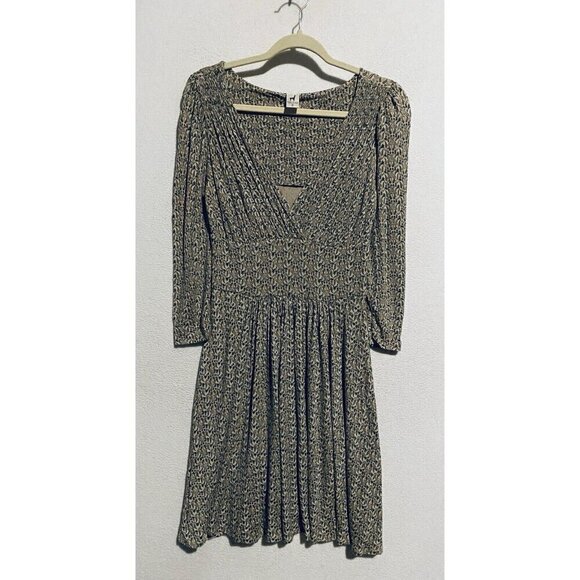 Peruvian Connection Dress Womens Medium Boho Floral Pleated Smocked V Neck - Picture 1 of 6